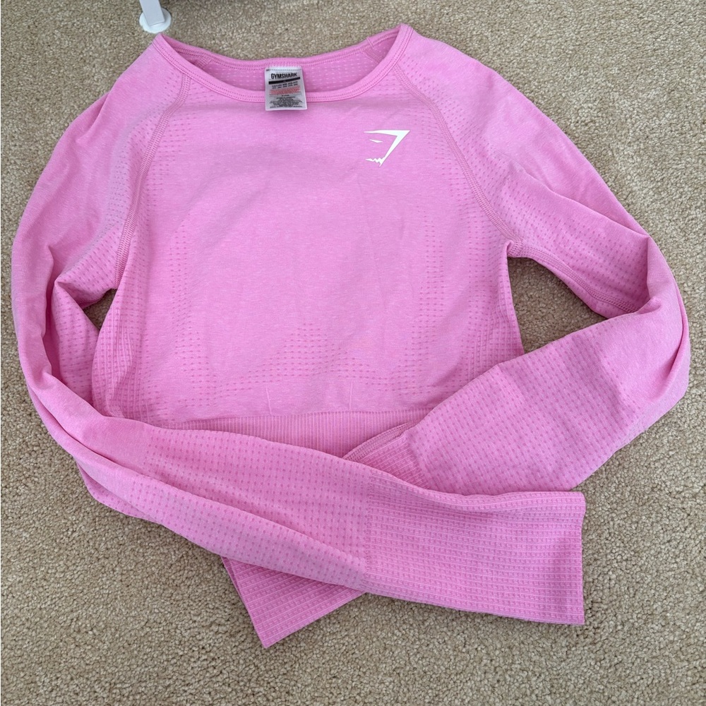 Pink Gymshark long sleeve active crop top